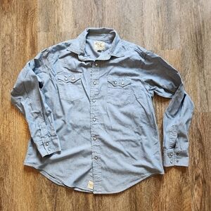 American Living Men's Blue Denim Pearl Snap Shirt Sz XL